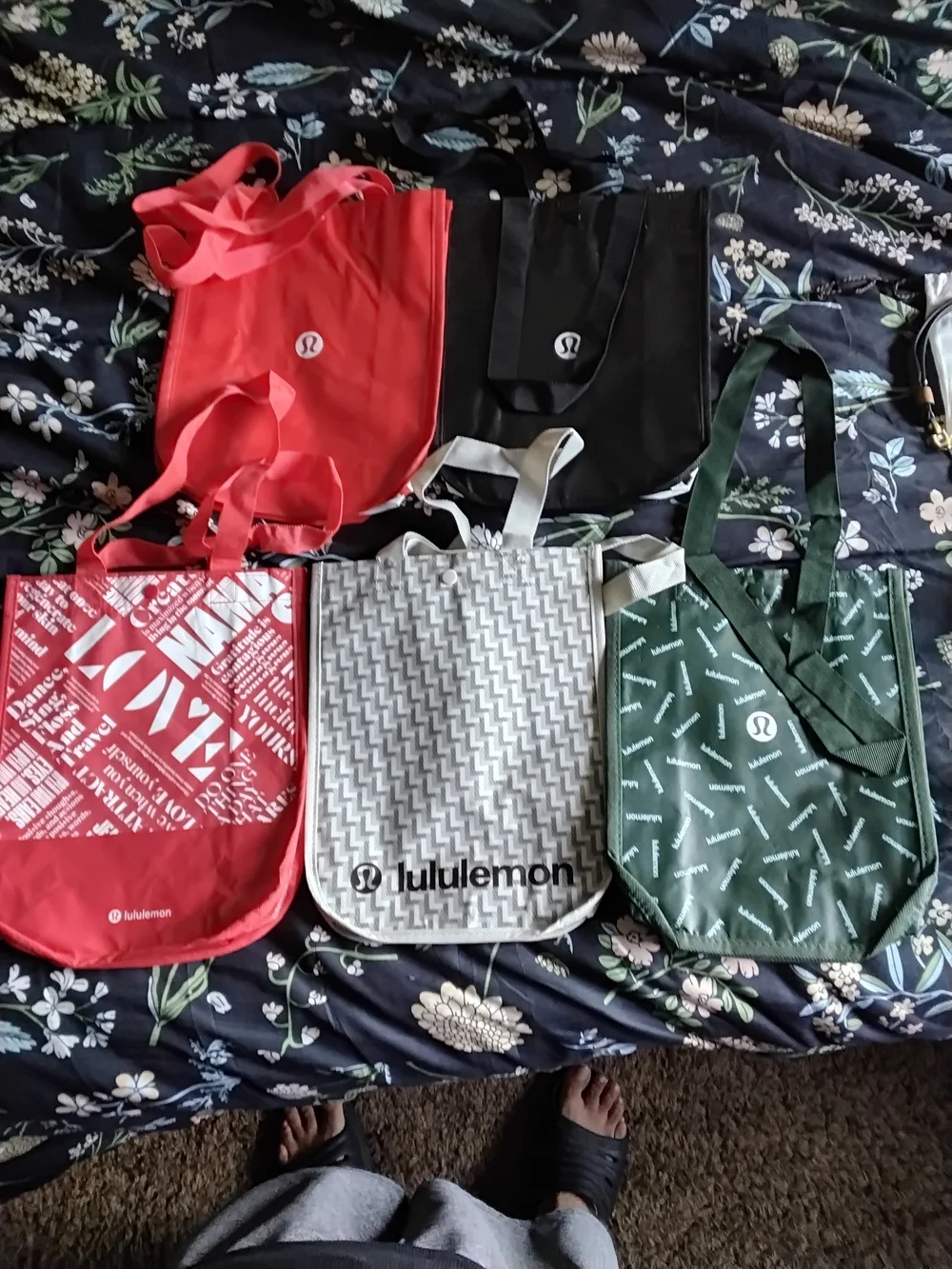 lululemon athletica | Bags | Lululemon Athletica Reusable Tote Bag  Redblackgreengray Assorted | Poshmark
